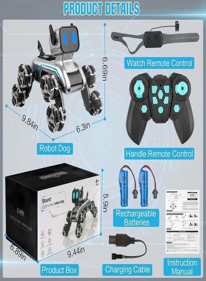 Brighterbee Smart RC Robot Dog Car 8WD - 2.4GHz Remote & Gesture Sensor Control, 360° Stunt Car with LED Lights & Music, Rechargeable Robot Toy for Kids.. - Image 2